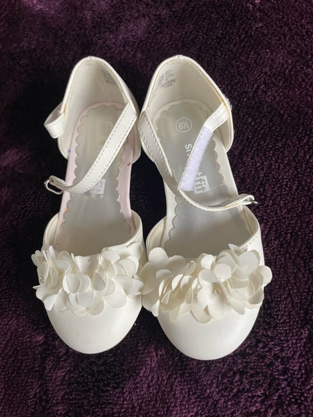 smartfit Cream Floral Strap Mary Jane Dress Shoes